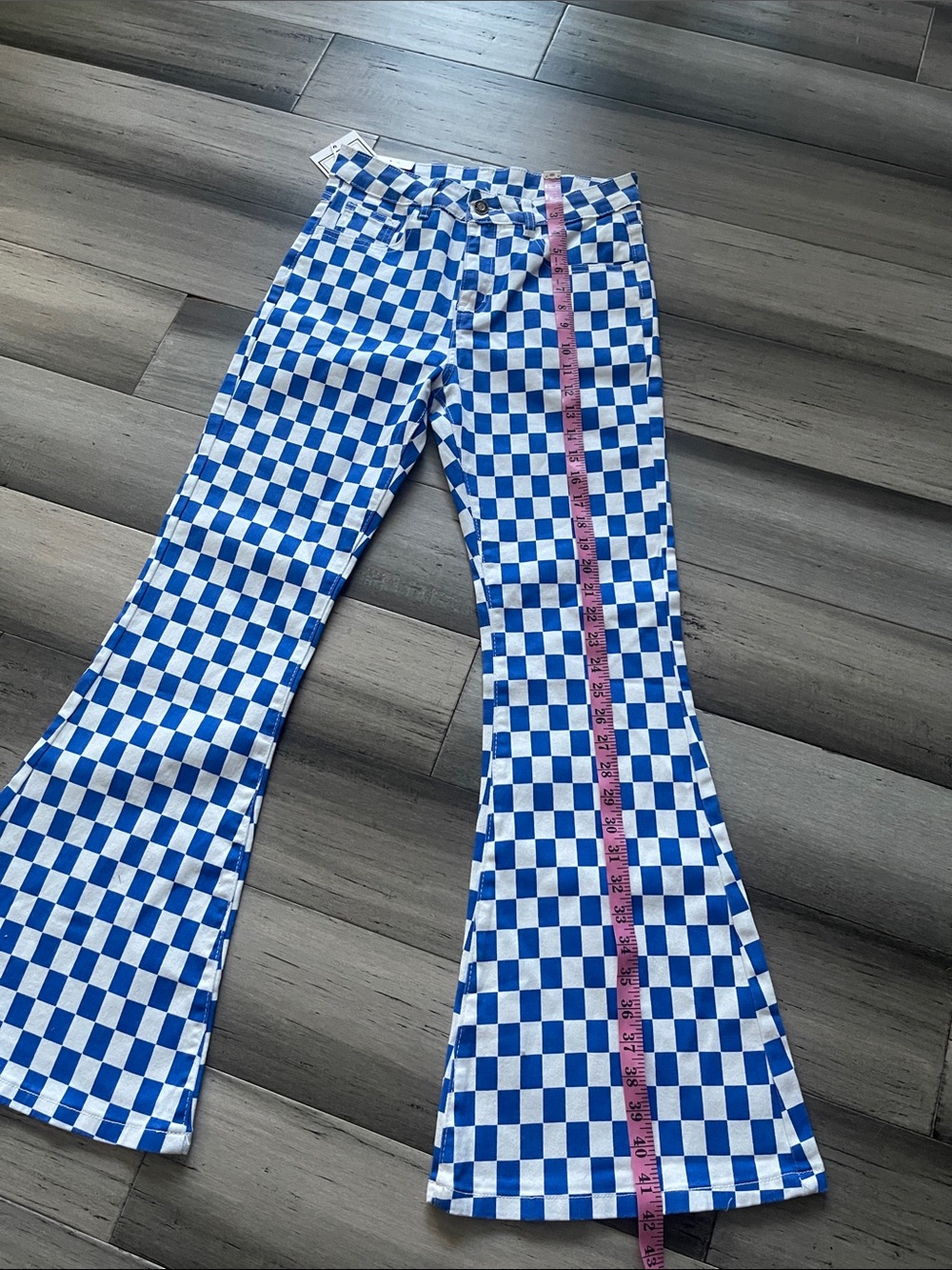 Fashion Jeans Flared Checker Denim Youths Pants Size 6 - Picture 9 of 10